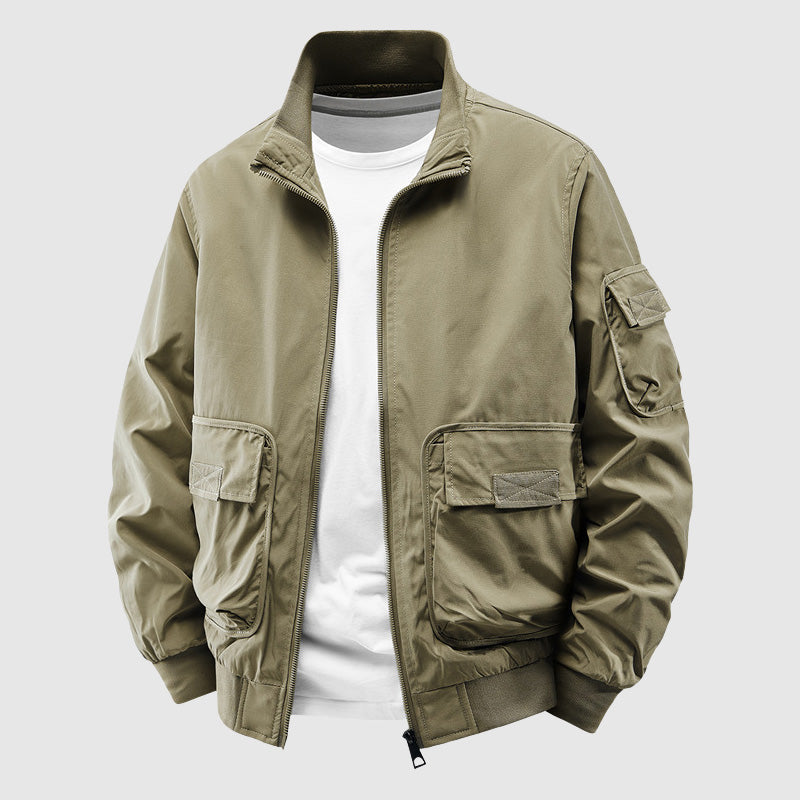 Oscar Relaxed Fit Utility Jacket | Stand Collar Cargo Pocket Jacket