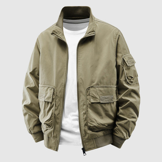 Oscar Relaxed Fit Utility Jacket | Stand Collar Cargo Pocket Jacket