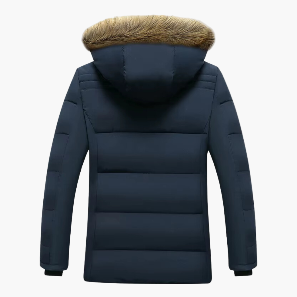 Leo Hooded Quilted Parka | Fur Trim Button Front Parka
