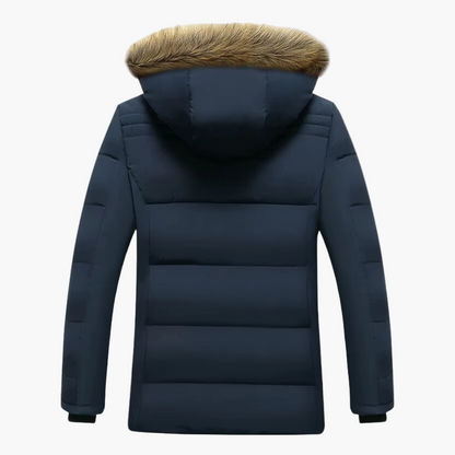 Leo Hooded Quilted Parka | Fur Trim Button Front Parka