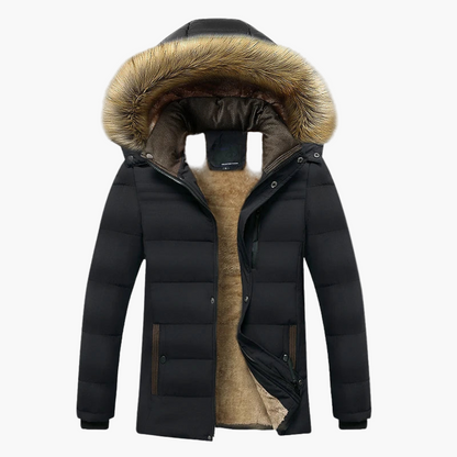 Leo Hooded Quilted Parka | Fur Trim Button Front Parka