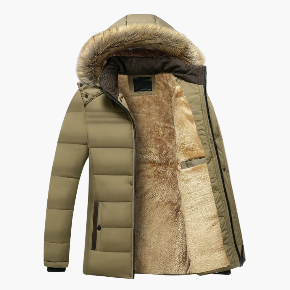 Leo Hooded Quilted Parka | Fur Trim Button Front Parka