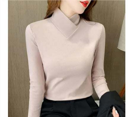Women’s Top - Stretch Jersey - Slim Fit - Long Sleeve - Mock Turtleneck
