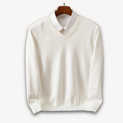 Men’s V-Neck Sweater – Slim Fit – Luxury Fabric – Soft Knit Ribbed Detailing