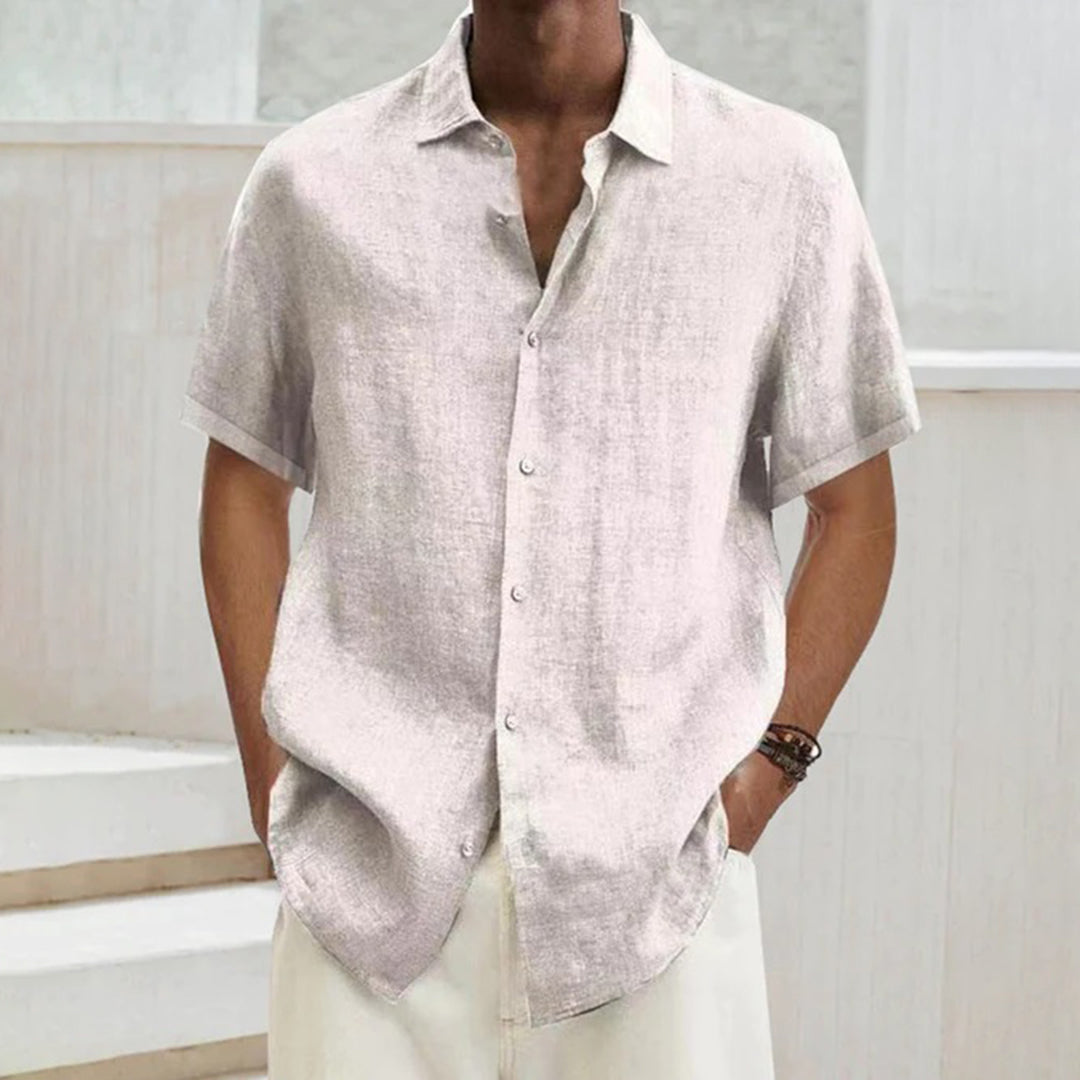 Men’s Short Sleeve Shirt – Relaxed Fit – Breathable Blend – Button Down Casual Style