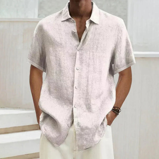 Men’s Button-Up Shirt – Relaxed Fit – Short Sleeve – Breathable Blend – Casual Wear