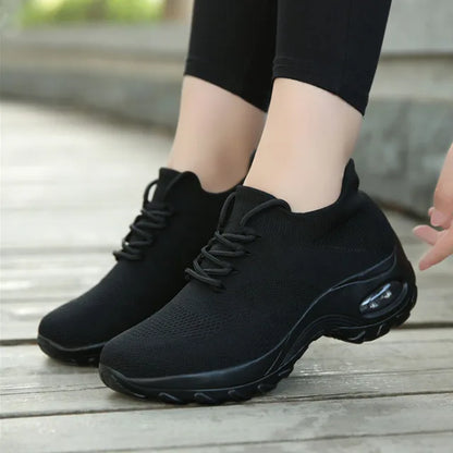 Women’s Sports Sneakers – Breathable Knit – Cushioned Sole – Orthopedic Support – Lace-Up Fit