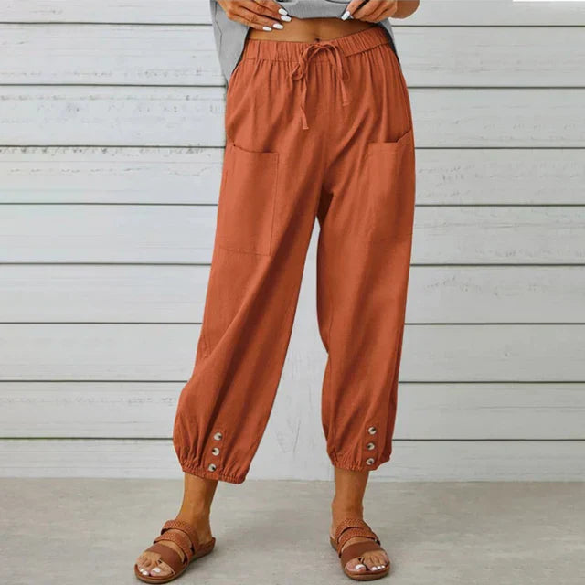 Women’s Casual Pants – Loose Fit – Breathable Blend – Elastic Waist – Ankle Length