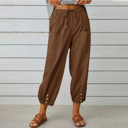 Women’s Casual Pants – Loose Fit – Breathable Blend – Elastic Waist – Ankle Length