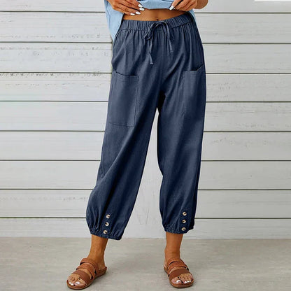 Women’s Casual Pants – Loose Fit – Breathable Blend – Elastic Waist – Ankle Length