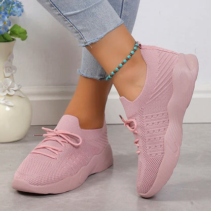 Women’s Slip-On Sneakers – Breathable Knit – Cushioned Sole – Flexible Fit