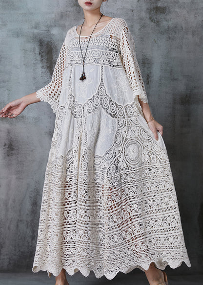 Women’s Long Dress – Oversized Fit – Hollow-Out Lace – Breathable Luxury Fabric
