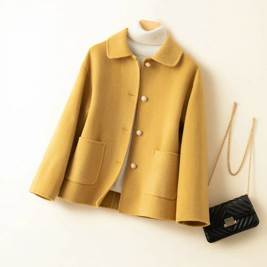 Isla Relaxed Fit Coat | Button Front Rounded Collar Coat