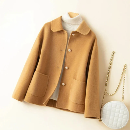 Isla Relaxed Fit Coat | Button Front Rounded Collar Coat