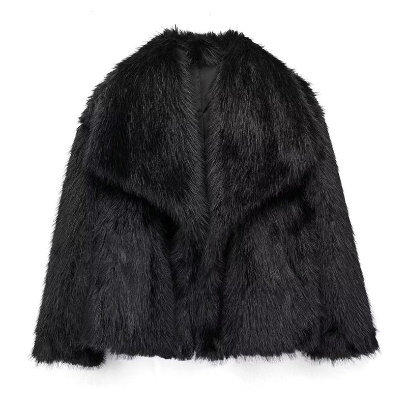Isla Oversized Faux Fur Coat | Oversized Collar Button Coat