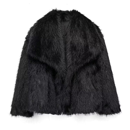 Isla Oversized Faux Fur Coat | Oversized Collar Button Coat