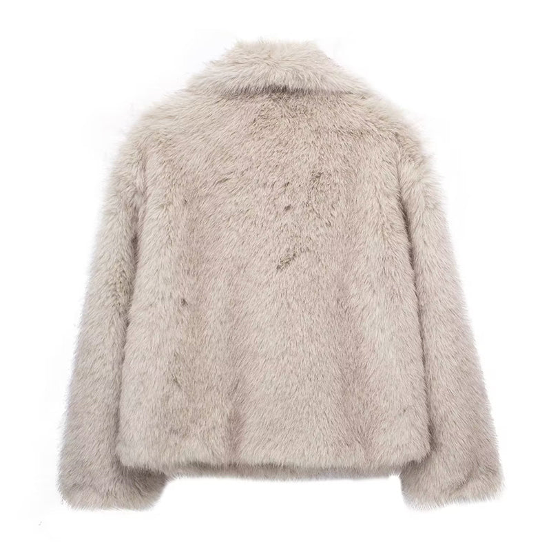 Isla Oversized Faux Fur Coat | Oversized Collar Button Coat