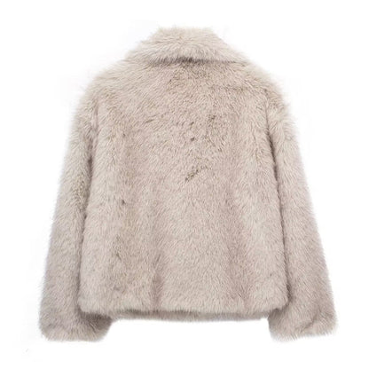 Isla Oversized Faux Fur Coat | Oversized Collar Button Coat