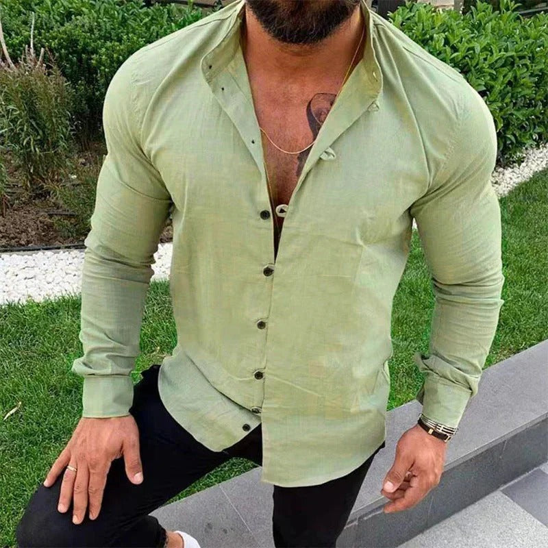 Men’s Shirt – Slim Fit – Long Sleeve – Button-Up – Natural Fibers – Casual Smart