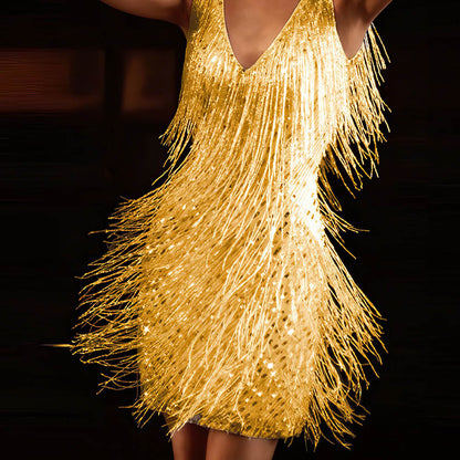 Elly Glitter Fringe Cocktail Dress