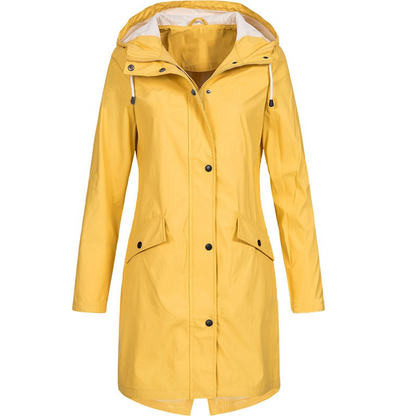 Women’s Raincoat – Waterproof Hooded – Slim Fit – Mid-Length Lightweight Design