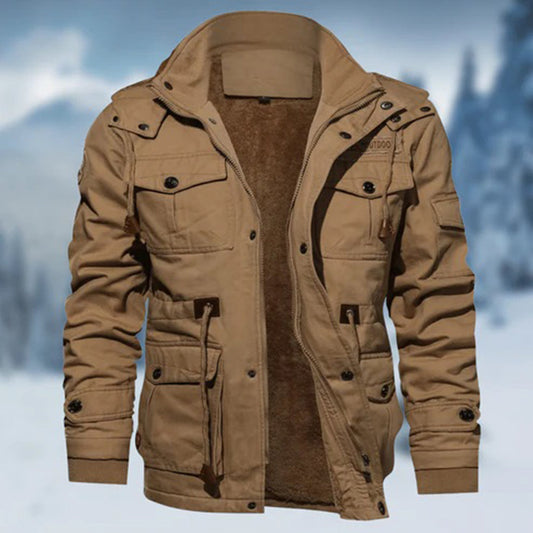 Men’s Jacket – Tailored Fit – Cotton – Multiple Pockets – Adjustable Waist – Lined Interior