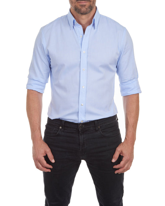 Men’s Button-Up Shirt – Slim Fit – Cotton Blend – Roll Sleeve – Casual Style