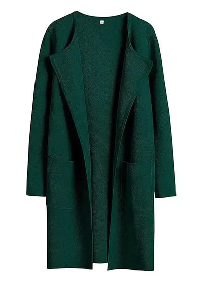 Women’s Coat – Wool Blend – Relaxed Fit – Knee Length – Wide Lapel – Minimalist Style