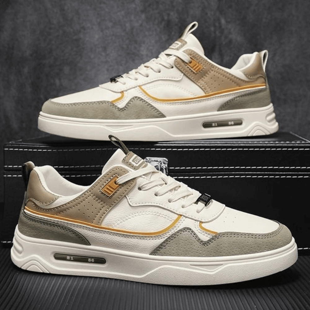 Men’s Sneakers – Leather Blend – Low Top – Non-Slip Sole – Casual Fit