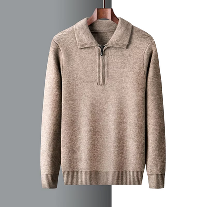 Men’s Quarter-Zip Sweater – Regular Fit – Soft Knit – Ribbed Trim – Relaxed Collar