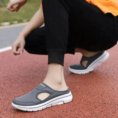 Women’s Slip-On Shoes – Breathable Mesh – Ergonomic Sole – Cut-Out Detail – Casual Fit