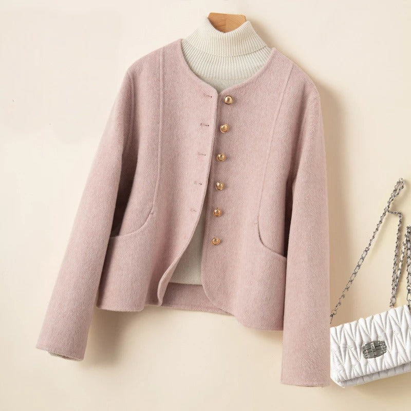 Amelia Collarless Jacket | Button Front Patch Pockets Jacket