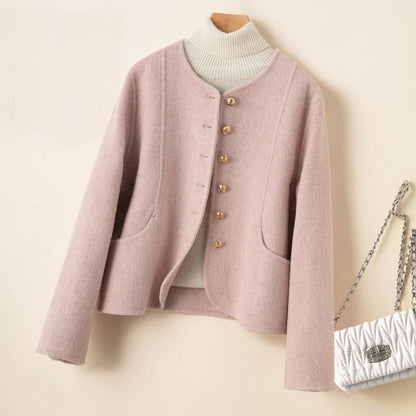 Amelia Collarless Jacket | Button Front Patch Pockets Jacket