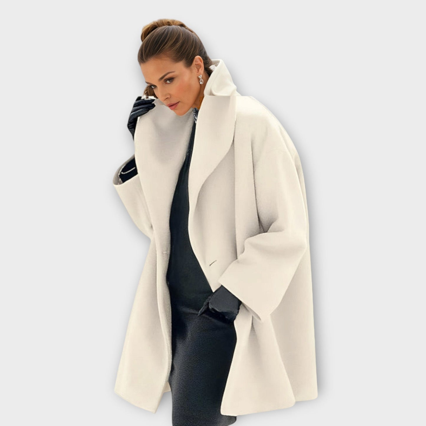 Isabella Oversized Coat | Wide Lapel Draped Coat