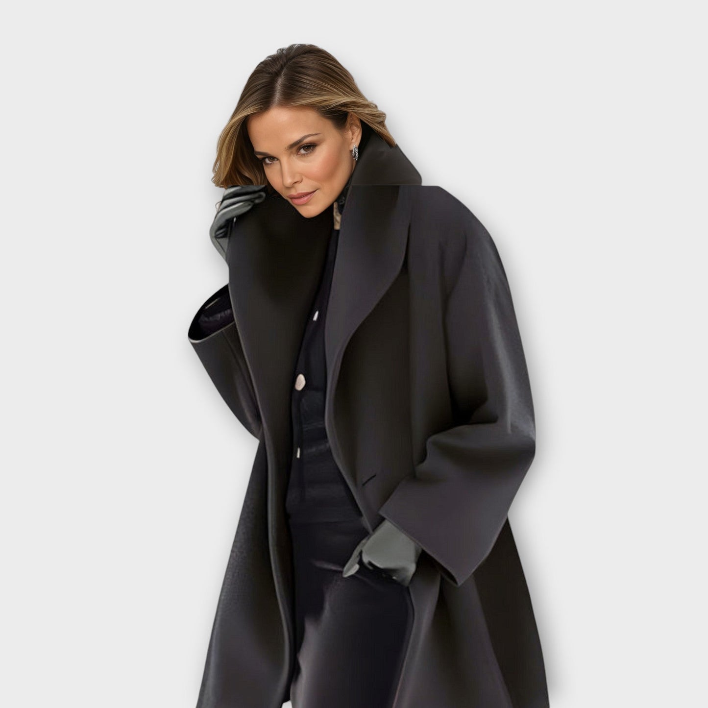 Isabella Oversized Coat | Wide Lapel Draped Coat