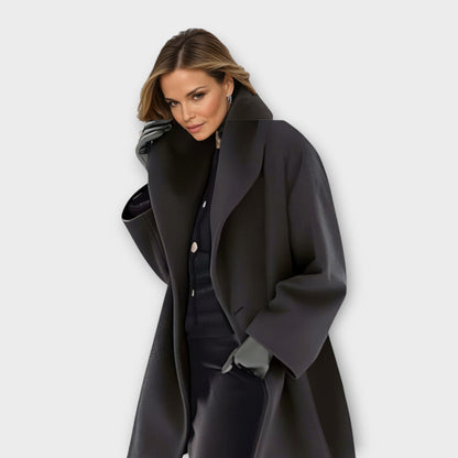 Isabella Oversized Coat | Wide Lapel Draped Coat