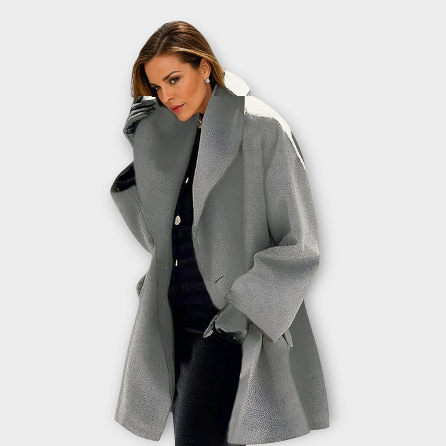 Isabella Oversized Coat | Wide Lapel Draped Coat
