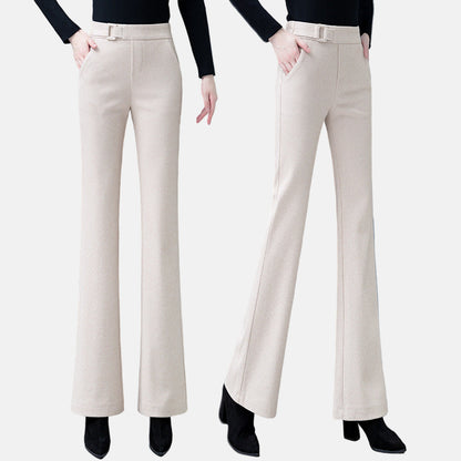 Fiona High-Waisted Flared Pants | Belted Tailored Full-Length Trousers