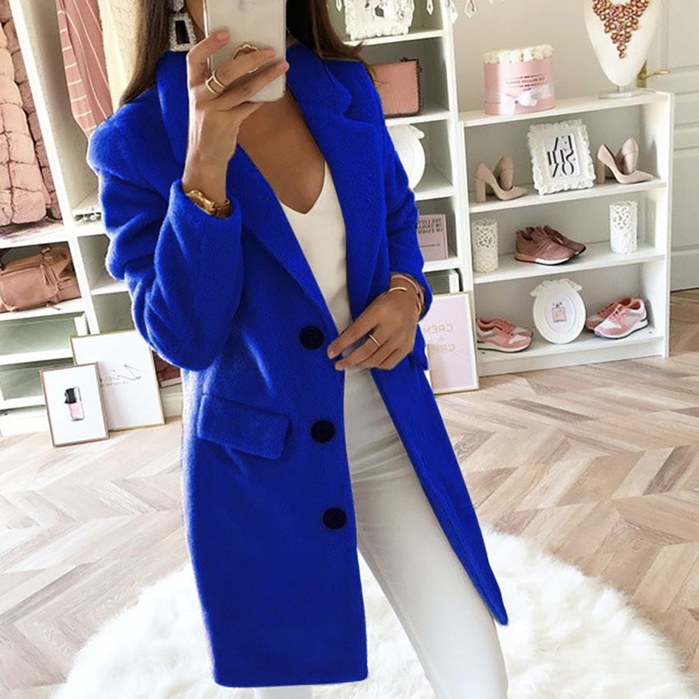 Women’s Blazer Coat – Tailored Fit – Wool Blend – Double-Breasted – Knee Length