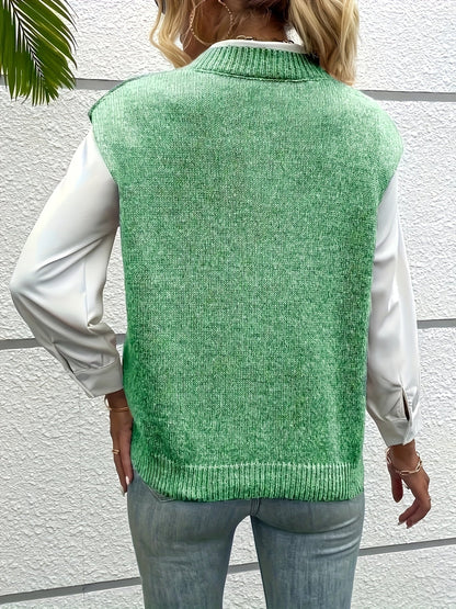 Isla Relaxed Fit Sweater Vest | Ribbed Hip-Length Sweater Vest
