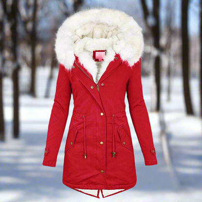 Women’s Parka Jacket – Tailored Fit – Water-Repellent – Faux Fur Hood – Longline