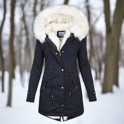 Women’s Parka Jacket – Tailored Fit – Water-Repellent – Faux Fur Hood – Longline