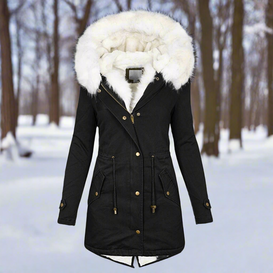 Women’s Parka Jacket – Tailored Fit – Water-Repellent – Faux Fur Hood – Longline