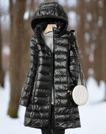 Sienna Hooded Quilted Jacket | Water-Repellent Mid-Thigh Jacket