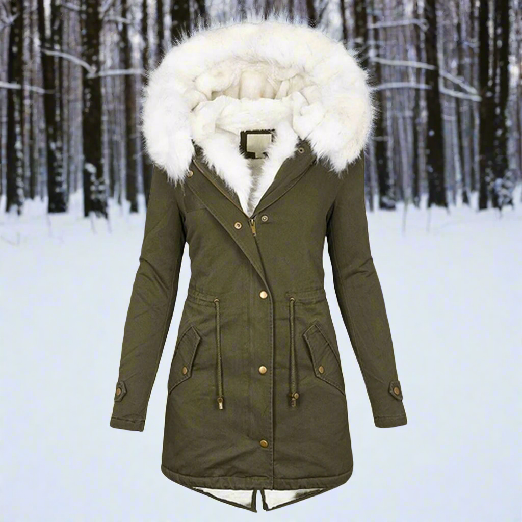 Women’s Parka Jacket – Tailored Fit – Water-Repellent – Faux Fur Hood – Longline