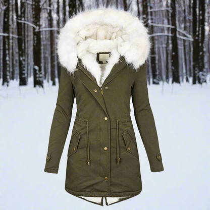 Women’s Parka Jacket – Tailored Fit – Water-Repellent – Faux Fur Hood – Longline