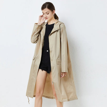 Women’s Rain Jacket – Waterproof – Relaxed Fit – Full Length – Hooded with Pockets