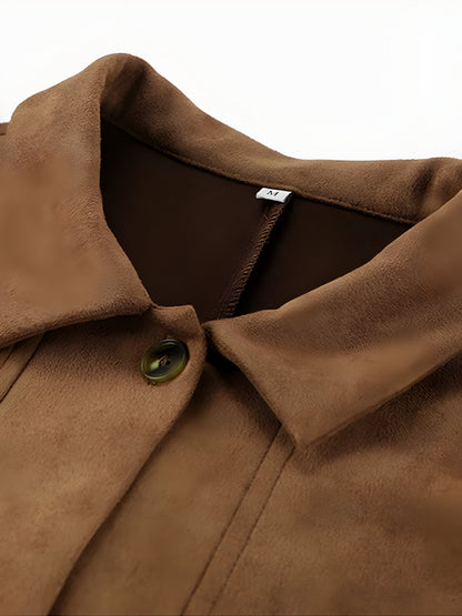 Women’s Oversized Jacket – Relaxed Fit – Luxury Fabric – Button Front – Mid-Thigh Length