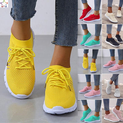Women’s Sneakers – Breathable Mesh – Sock-Like Fit – Cushioned Sole – Lace-Up Design