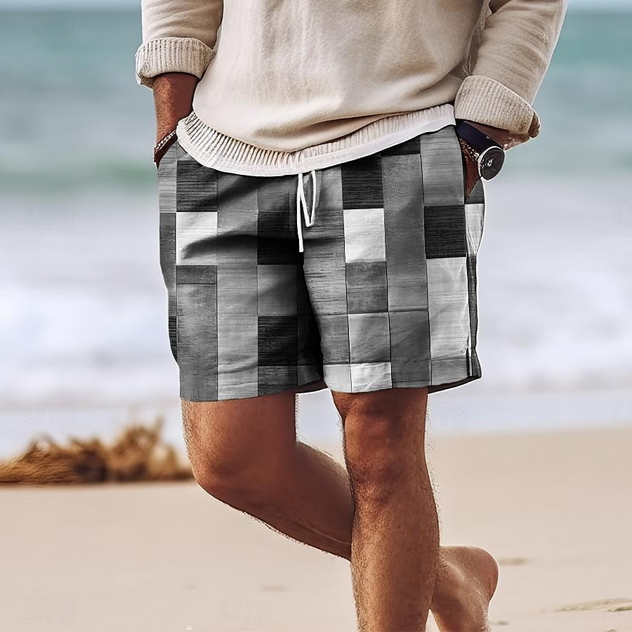 Men’s Swim Shorts – Quick Dry – Regular Fit – Mid-Thigh – Adjustable Waist – Patchwork